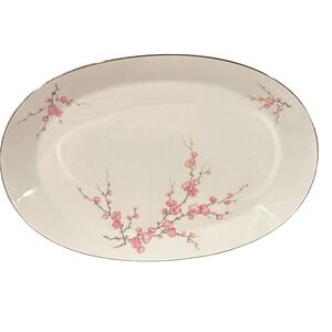 Hutschenreuther Almond‎ Blossom Noblesse 12.5" Oval Platter Gold Trim Bavaria